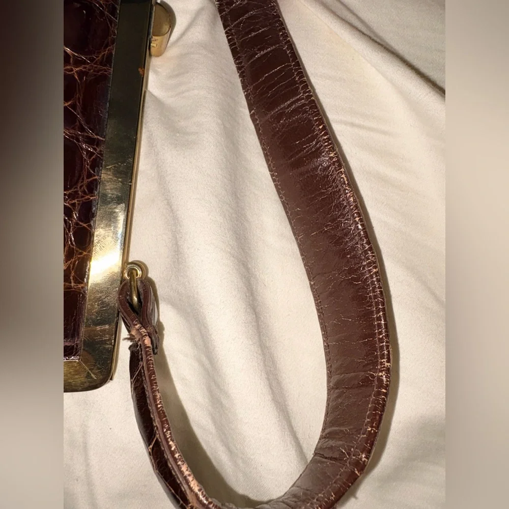 Vintage Vassar Genuine Alligator Satchel Handbag Brown - Picture 14 of 16